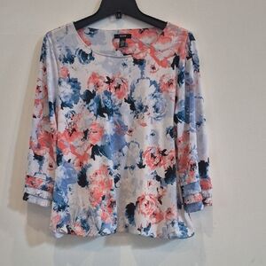 Alfani Women's Floral Blouse - Pink and Blue
